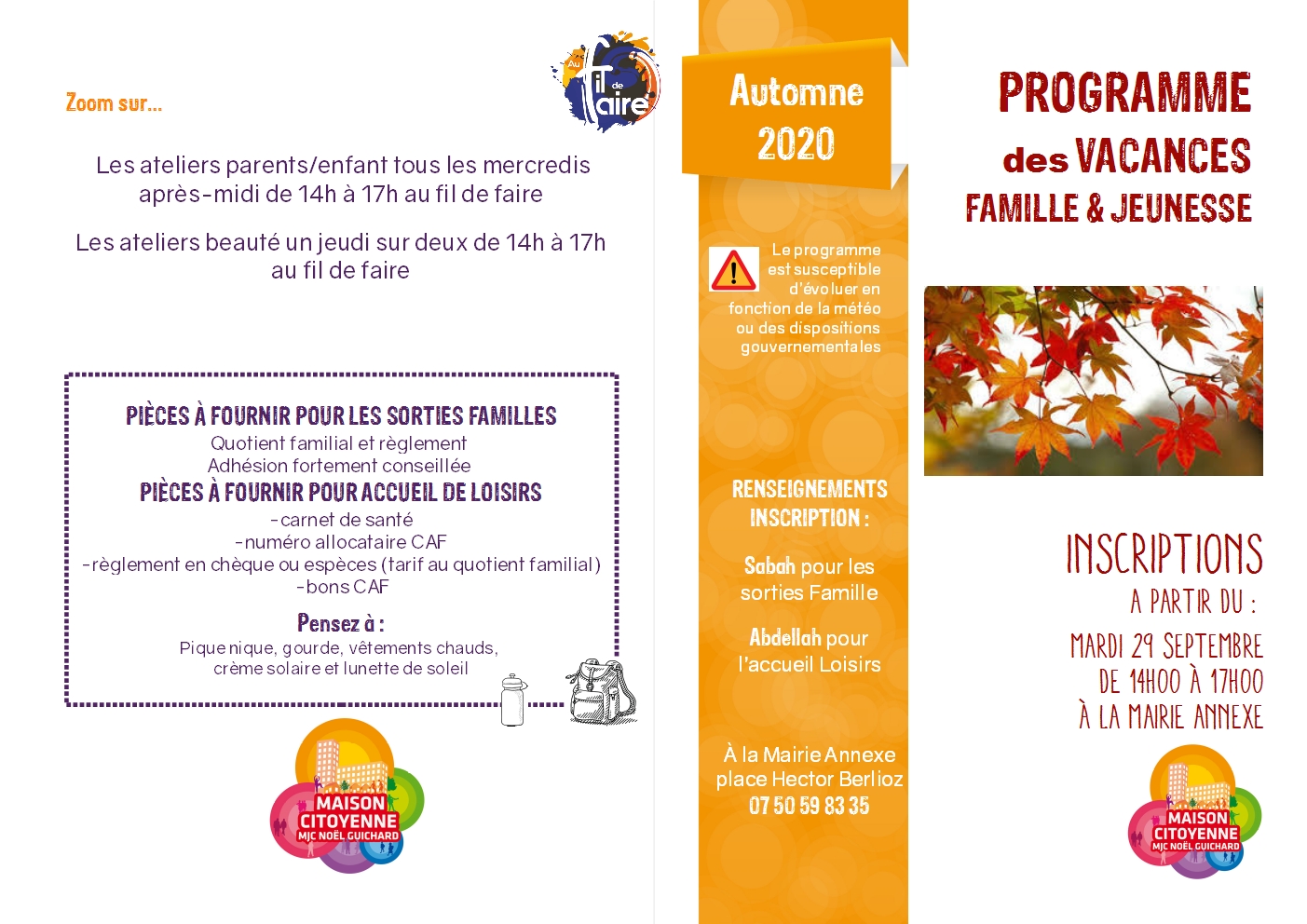 prog vacances automne