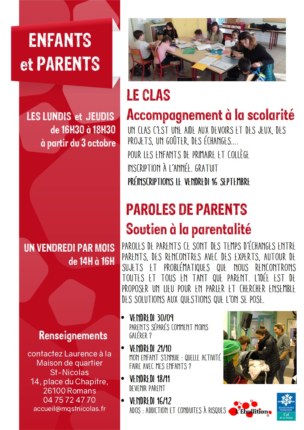 Flyer de rentrée parents enfants